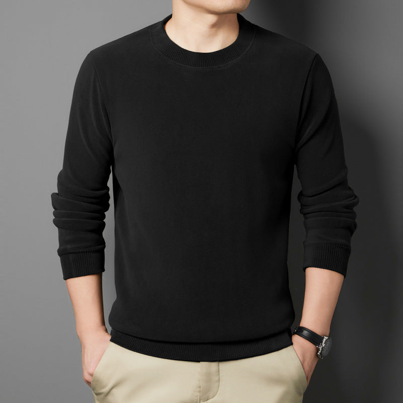 Herren Feiner Rundhals-Pullover aus Baumwollmix mit gerippten Bündchen und schlanker Passform Drune