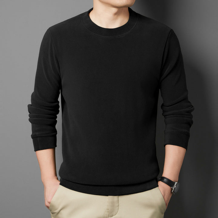 Herren Feiner Rundhals-Pullover aus Baumwollmix mit gerippten Bündchen und schlanker Passform Drune