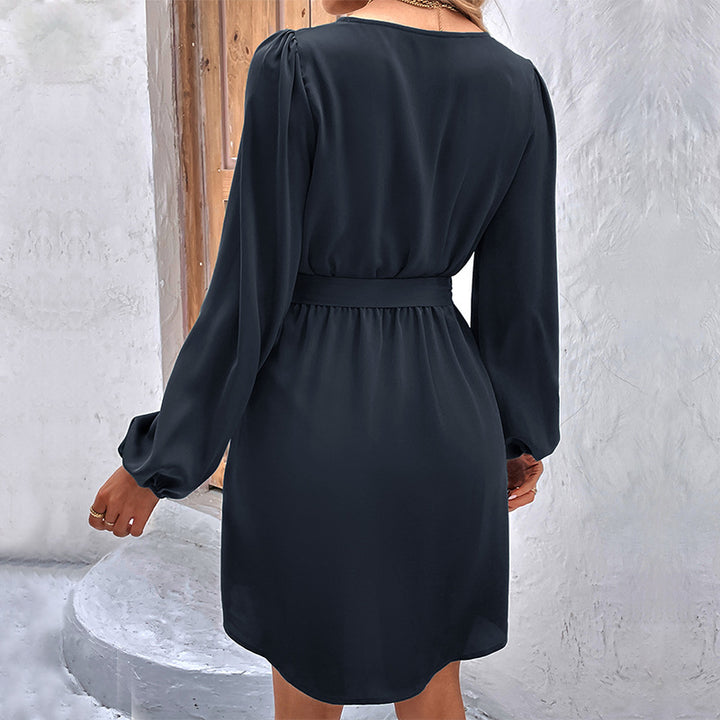 Damen Elegantes Wickelkleid mit schickem Gürtel Drune