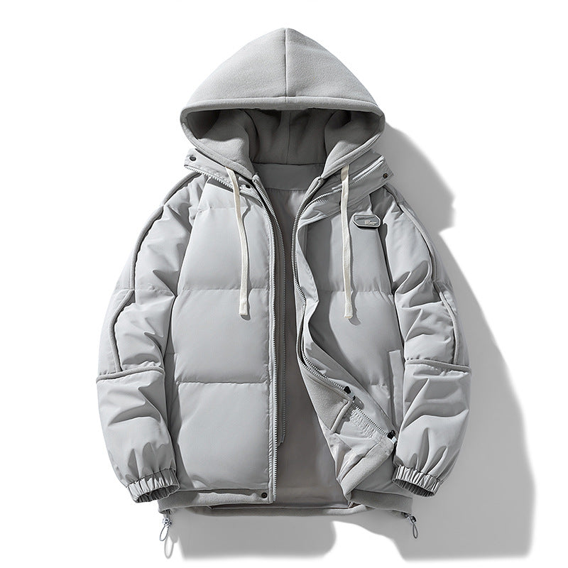 Damen Kurz geschnittene Steppjacke mit kontrastierender Fleece‑Kapuze und Kordelzug Drune