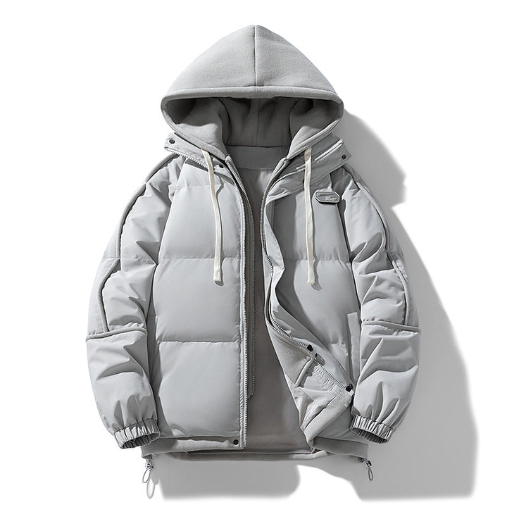Damen Kurz geschnittene Steppjacke mit kontrastierender Fleece‑Kapuze und Kordelzug Drune
