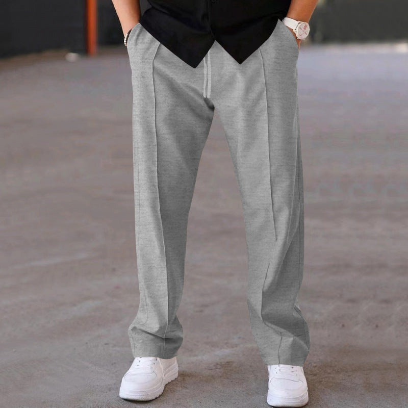 Herren Relaxed-Fit Freizeit-Hose mit Bügelfalte, Tunnelzug und Eingrifftaschen Drune