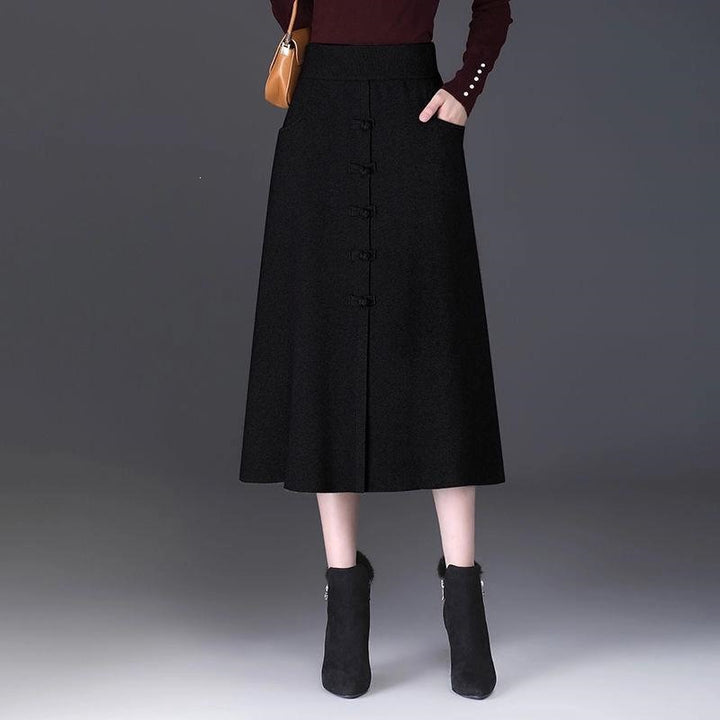 Damen Eleganter und schicker Midi-Rock mit Knopfdetails Drune