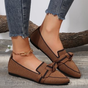 Damen Elegante Slip-On Ballerinas aus atmungsaktivem Netzmaterial mit dekorativem Knoten Drune