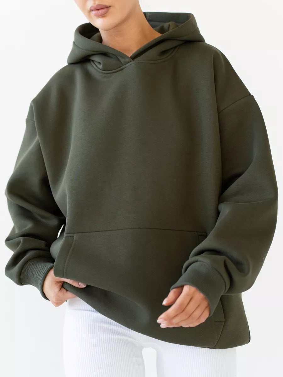 Damen nan oversized Kapuzenpullover mit Kängurutasche und dropped-shoulder Schnitt Drune