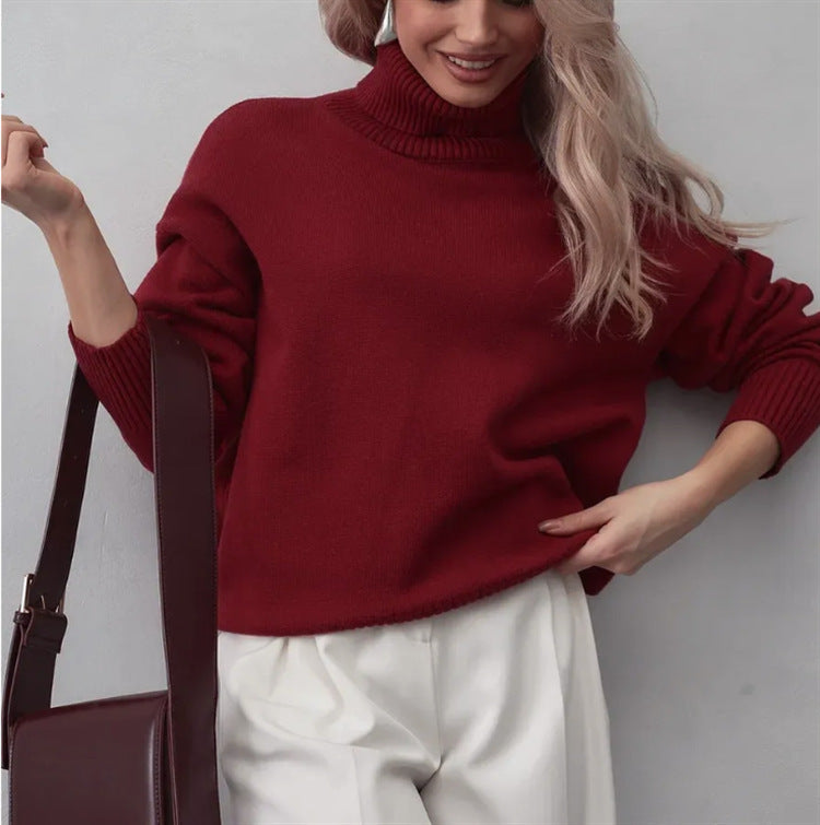 Damen Boxy-Rollkragenpullover aus feinem Feinstrick mit überschnittener Schulter Drune