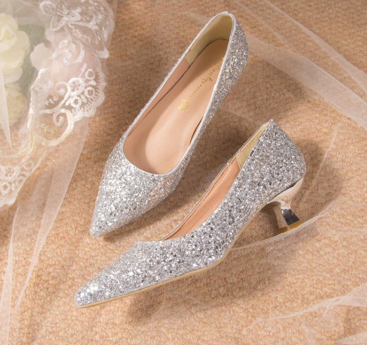 Damen elegante glitzernde Pumps mit spitz zulaufender Form Drune