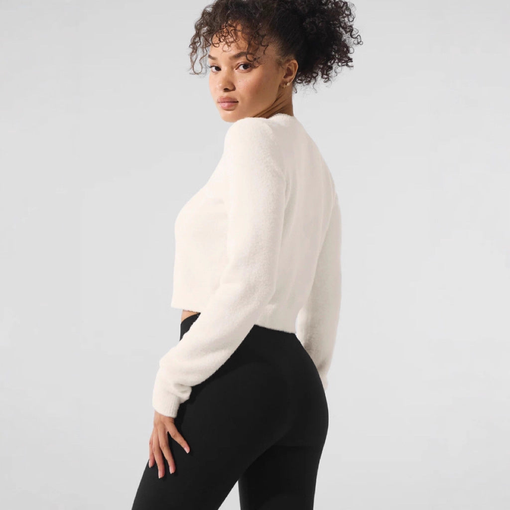 Damen cropped Strickjacke mit praktischem Knopfverschluss und lässigem Design Drune