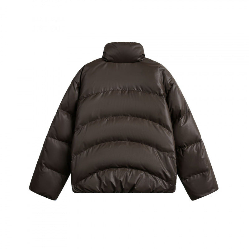 Damen Gekürzte wattierte Boxy‑Jacke mit hohem Stehkragen und Teddyfutter Drune