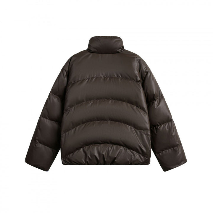 Damen Gekürzte wattierte Boxy‑Jacke mit hohem Stehkragen und Teddyfutter Drune