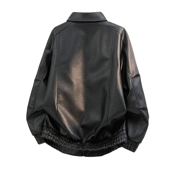 Herren Elegante Kunstlederjacke mit weitem Schnitt Drune