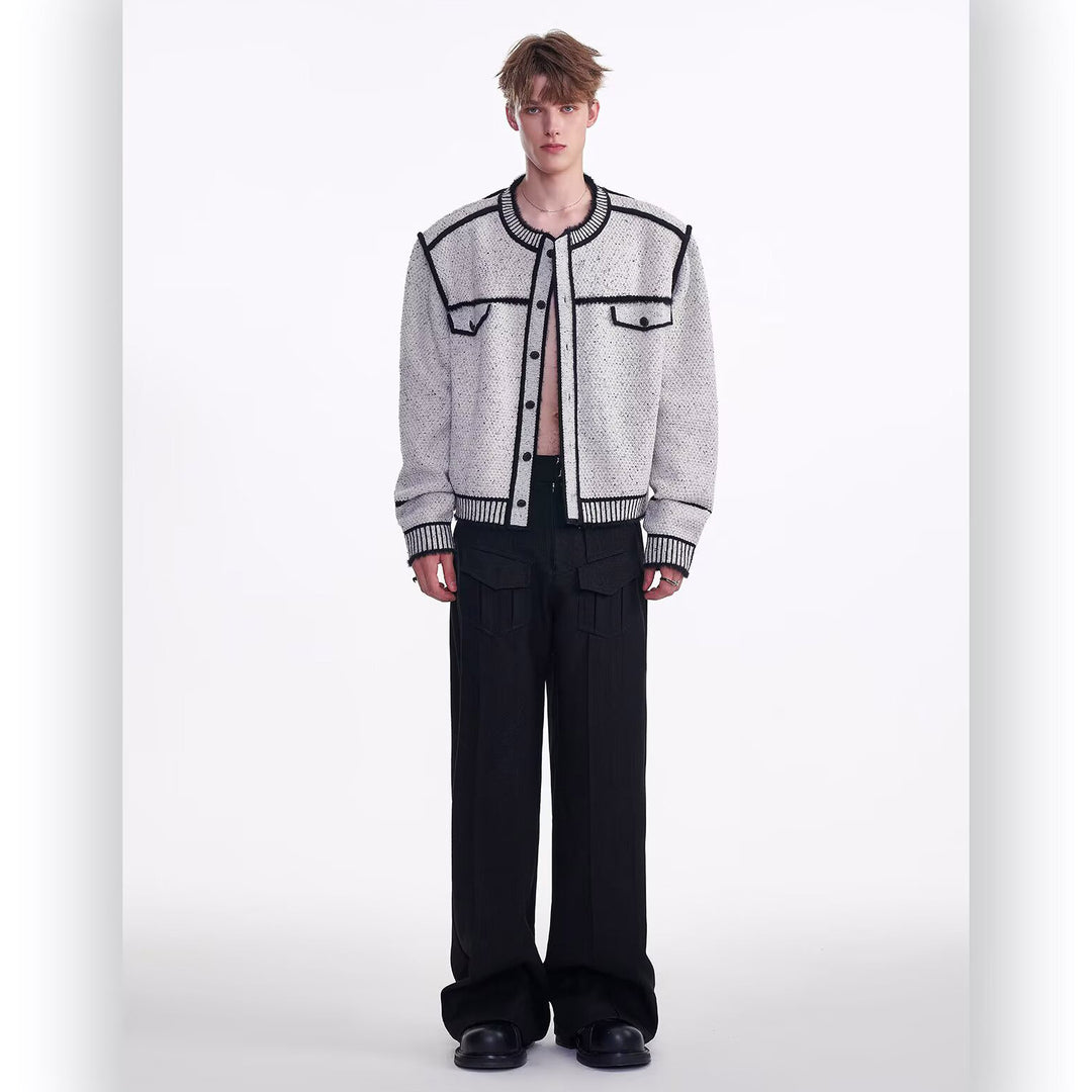 Herren Modische Strickjacke mit Kontrastnähten Drune