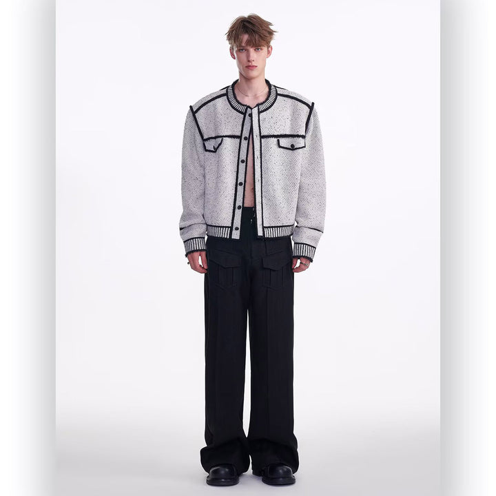 Herren Modische Strickjacke mit Kontrastnähten Drune