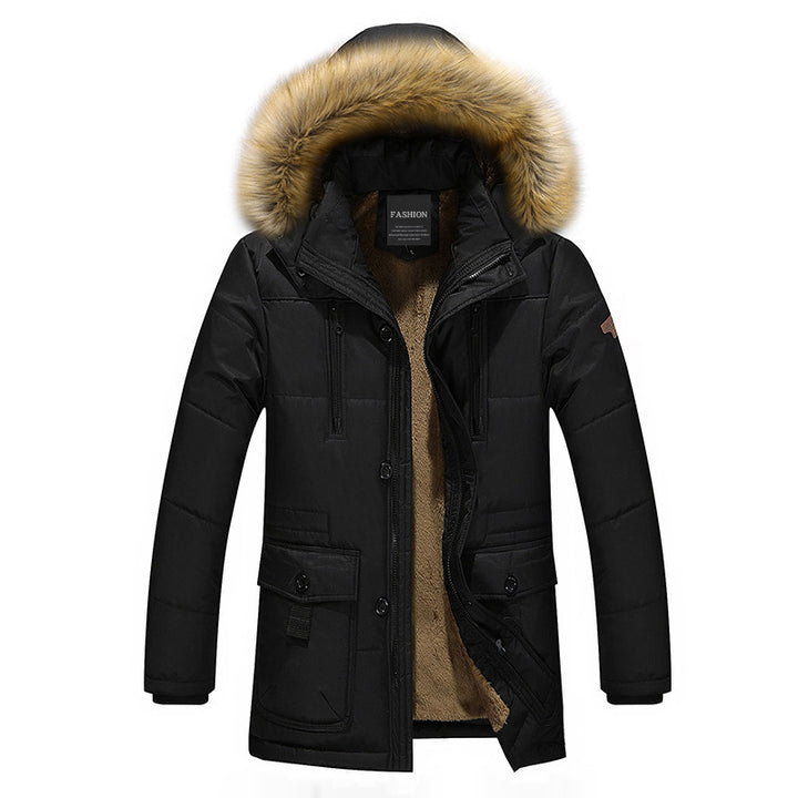 Herren Langparka mit abnehmbarer Kunstfellblende, doppelter Frontleiste und Teddyfleece-Innenfutter Drune