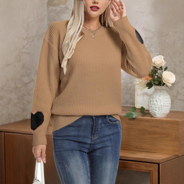 Damen Modischer Strickpullover mit Herz-Details