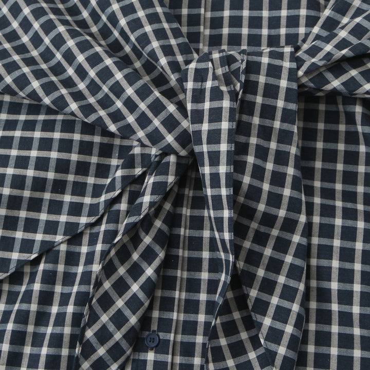 Damen Kariertes Hemdblusen-Shirt mit asymmetrischem Tuchdetail Drune