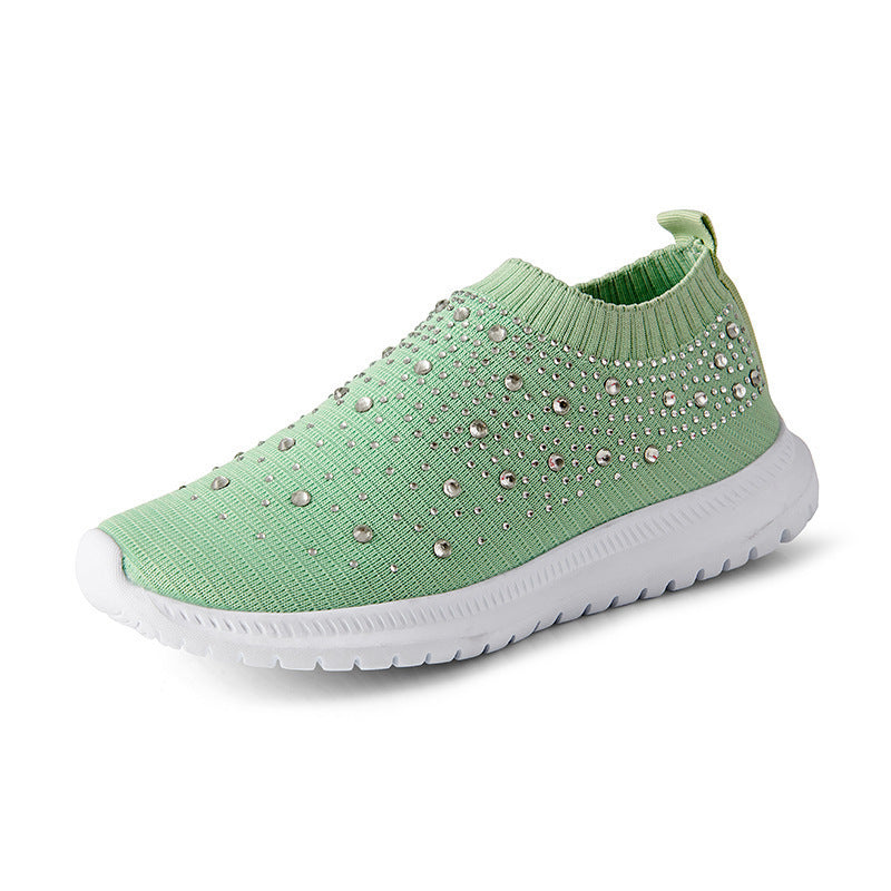 Damen Elastischer Sock-Sneaker mit Strass‑Nieten, atmungsaktivem Strickschaft und dämpfender Komfortsohle Drune