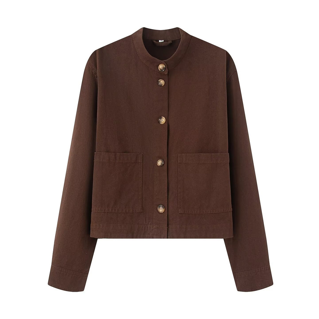 Damen Baumwolljacke mit Knopfleiste und praktischen Taschen Drune