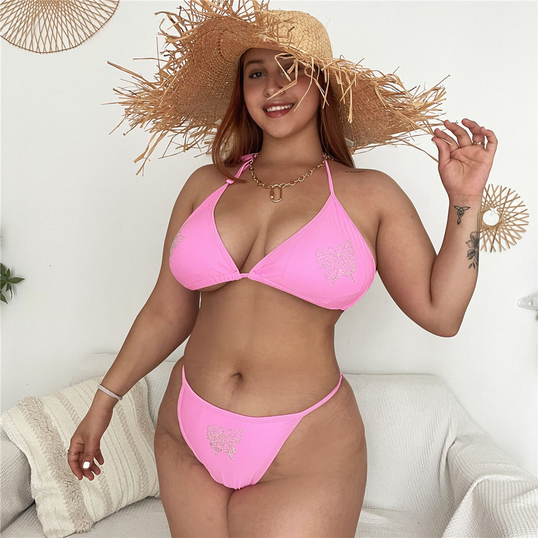Damen Triangel-Bikini mit zartem Schmetterlingsdesign und funkelnden Details Drune