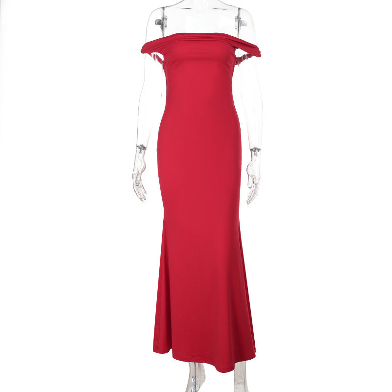 Damen Elegantes Off-Shoulder Maxikleid Drune