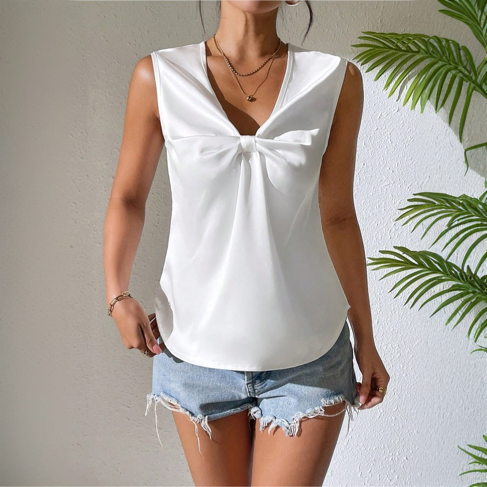 Damen Oberteil mit schickem Knoten-Detail und elegantem V-Ausschnitt Drune
