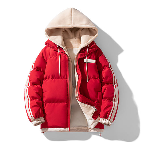 Herren wattierter Parka-Hybrid mit innenliegendem Hoodie, seitlichen Streifen und Zwei-Wege-Reißverschluss Drune