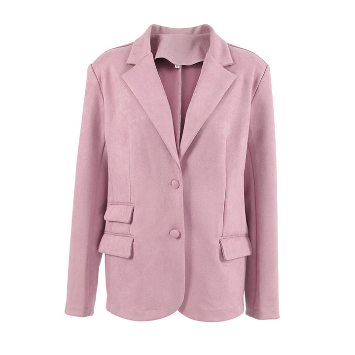 Damen Eleganter Oversized Blazer aus feinem Wildlederimitat Drune