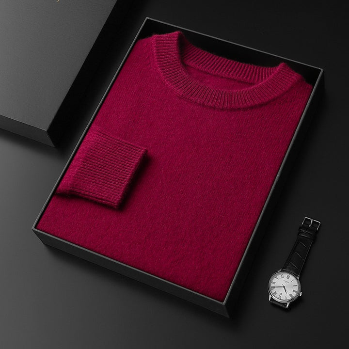 Herren Rundhals-Pullover im Kaschmir‑Look mit extraweichem Flor und Geschenkbox Drune