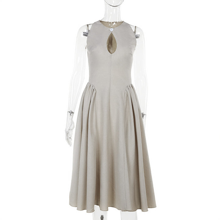 Damen Midi-Kleid mit schickem Schlüsselaugen-Ausschnitt und elegantem Rock Drune