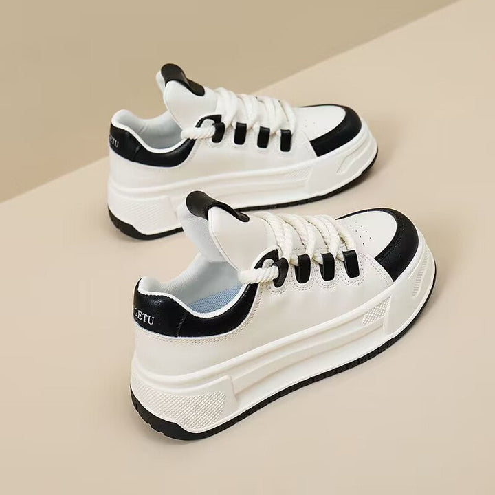 Damen modische Sneakers mit durchgehendem Plateau und elastischen Schnürsenkeln Drune