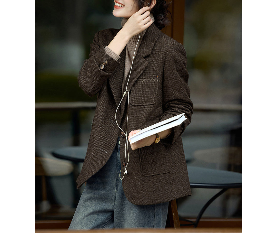 Damen Modern geschnittener Blazer mit strukturiertem Stoff Drune