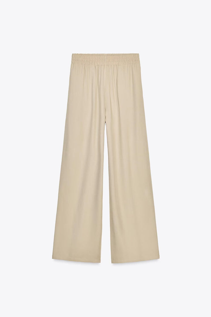 Damen Weiche Jersey-Palazzohose mit elastischem Bund und weitem Bein Drune
