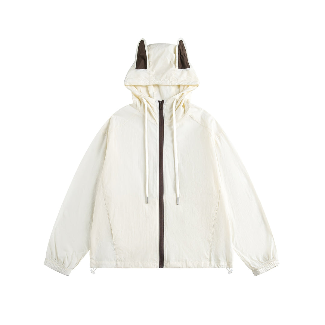 Damen Leichter Kapuzen-Anorak mit Ohrenapplikation und Tunnelzug Drune