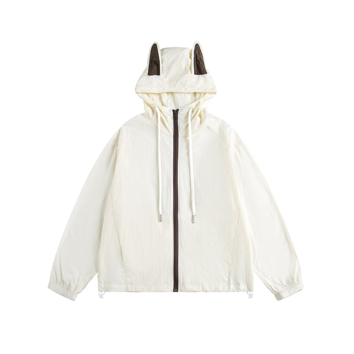Damen Leichter Kapuzen-Anorak mit Ohrenapplikation und Tunnelzug Drune