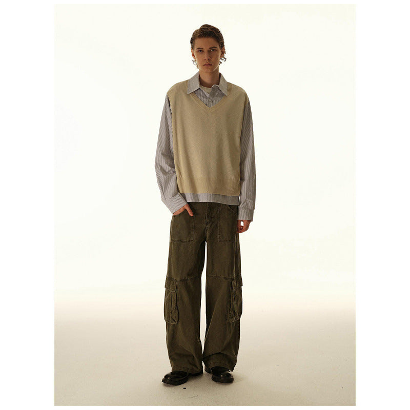 Damen Baggy-Cargo-Hose mit hoher Leibhöhe, großen Klappentaschen und verstärkten Nahtpaneelen Drune