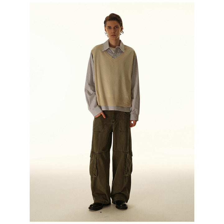 Damen Baggy-Cargo-Hose mit hoher Leibhöhe, großen Klappentaschen und verstärkten Nahtpaneelen Drune