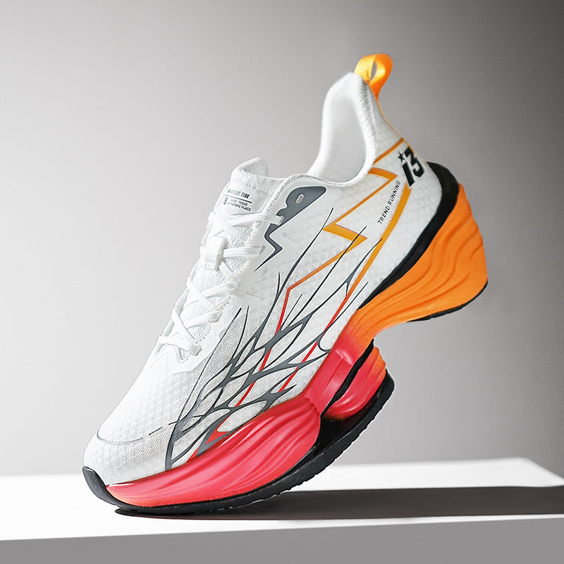 Unisex gedämpfte Straßenlaufschuhe mit mehrlagiger Energierückführungssohle und belüftetem Strickoberteil Drune