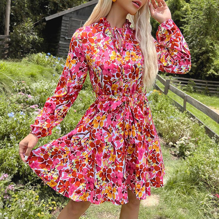 Damen Floral Wickelkleid Drune