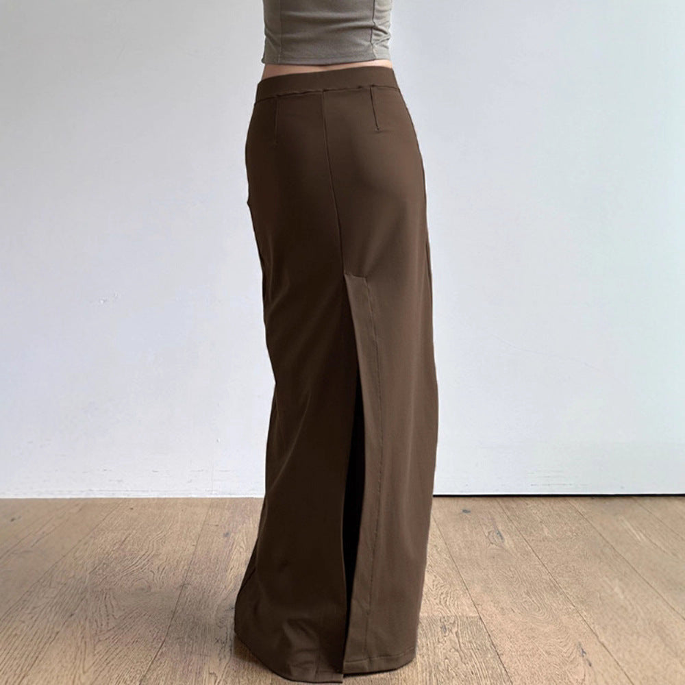 Damen nan taillierter Maxirock mit hohem Bund, geradem Fall und seitlichem Schlitz Drune