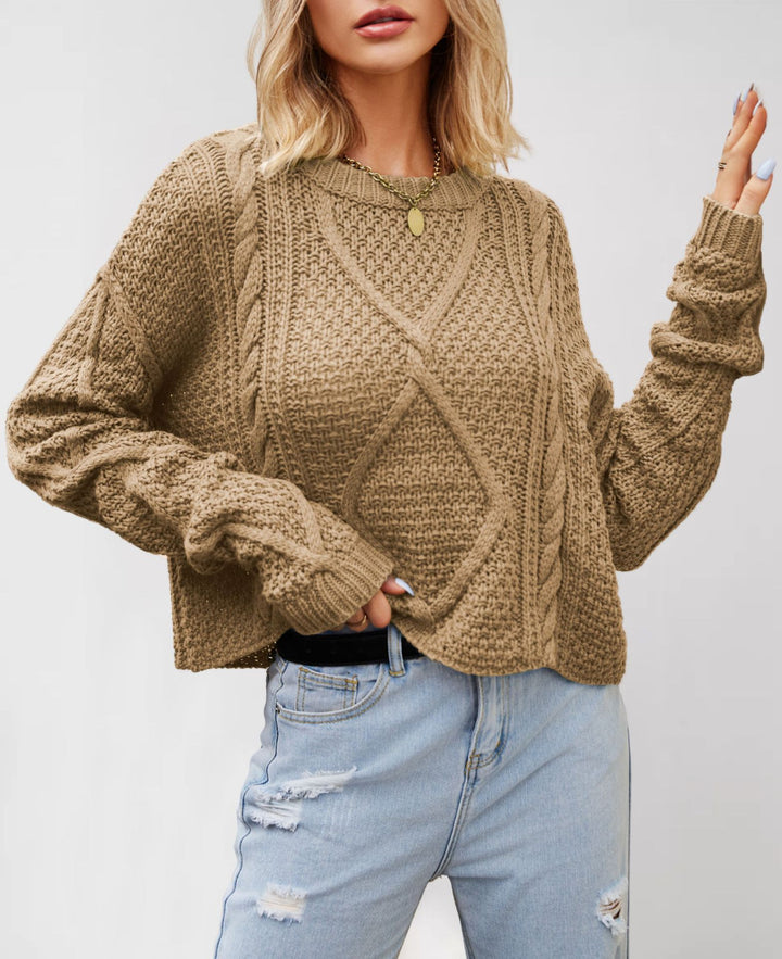 Damen Grobstrickpullover mit strukturiertem Zopfmuster Drune