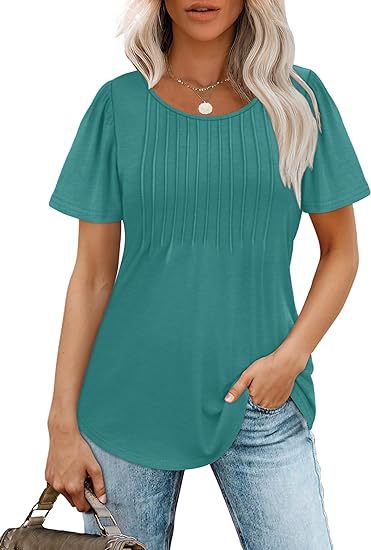 Damen Sommer T-Shirt mit Falten-Design Drune
