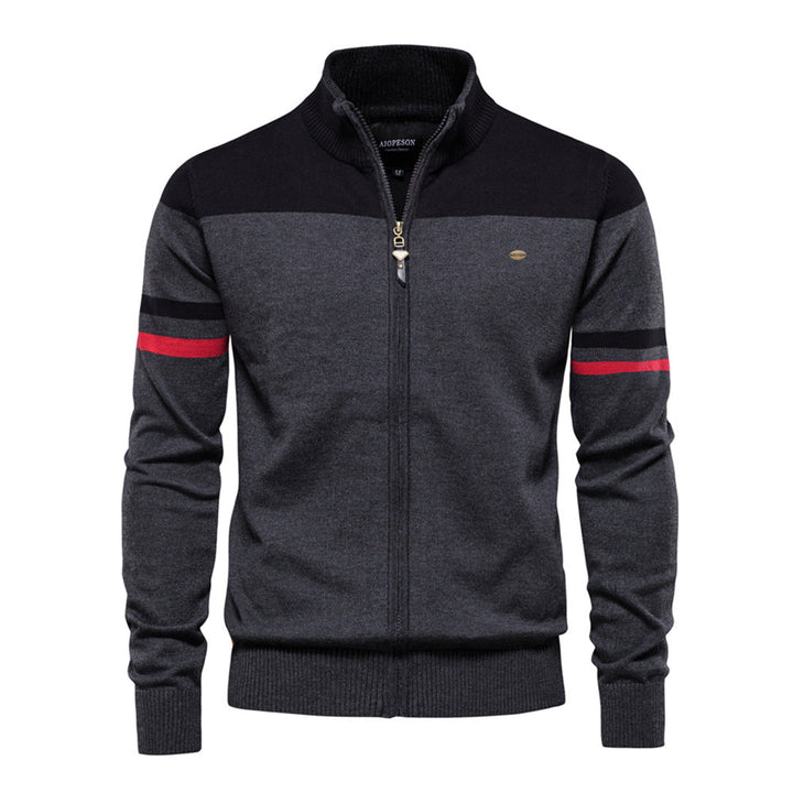 Herren sportliche Strickjacke mit hohem Kragen und Reißverschluss Drune
