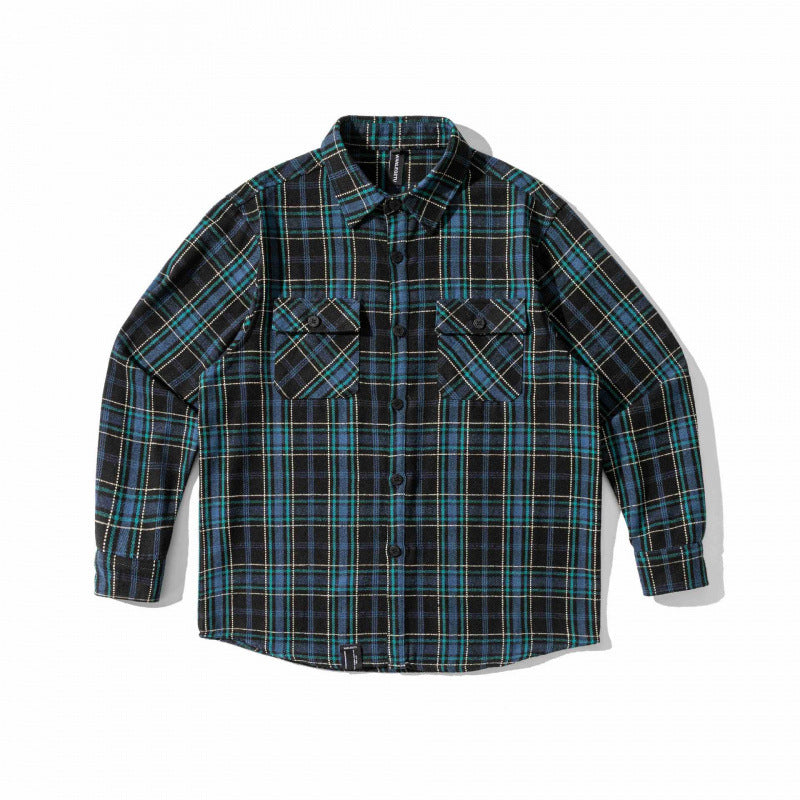 Unisex Kariertes Overshirt im Boxy-Workwear-Stil mit aufgesetzten Pattentaschen und Hemdkragen Drune
