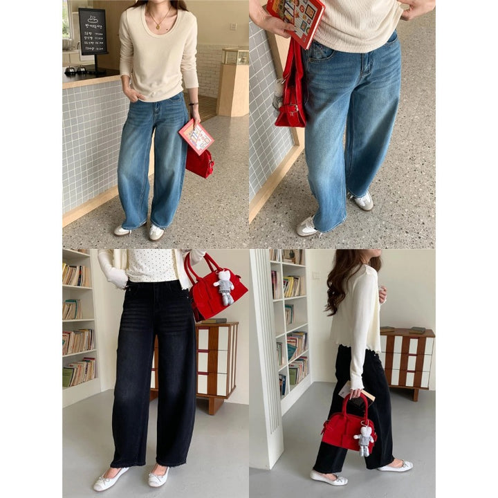 Damen weit geschnittene Denim-Hose Drune