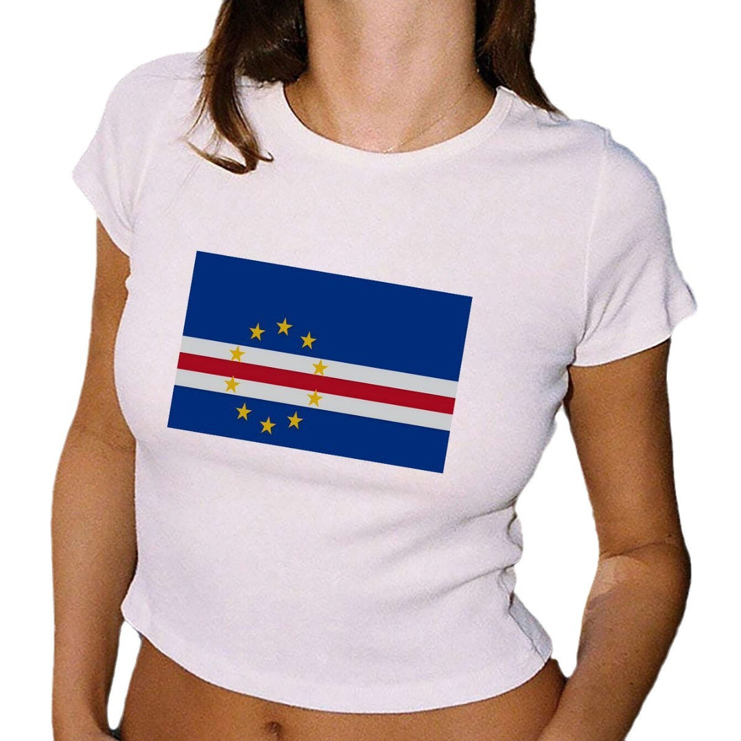 Damen Crop-T-Shirt mit kreativem Landesflaggen-Design Drune