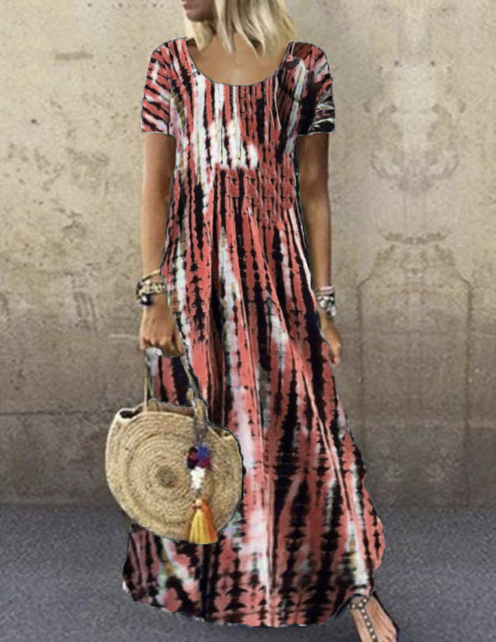 Damen Maxikleid mit modischem Streifenmuster Drune