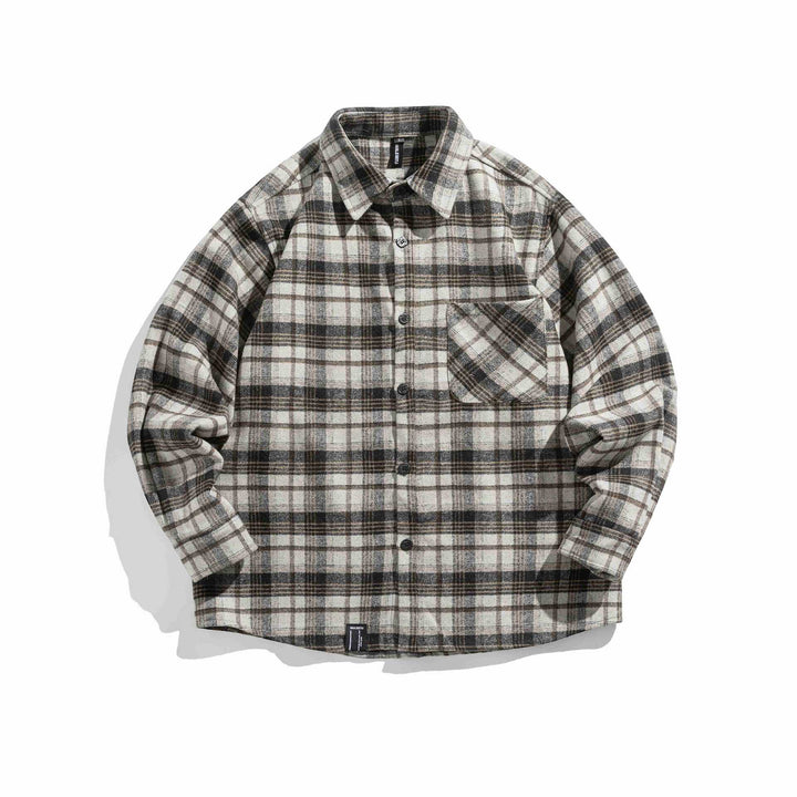 Herren Flanell‑Overshirt im Boxy‑Cut mit aufgesetzter Brusttasche Drune