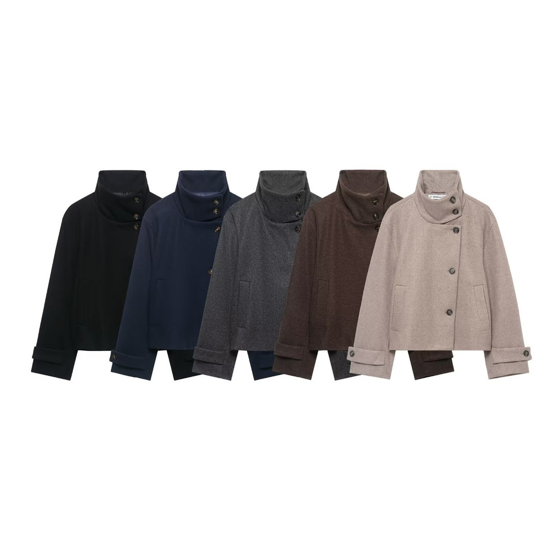 Damen Kurzjacke aus Wollmix mit hohem Stehkragen Drune
