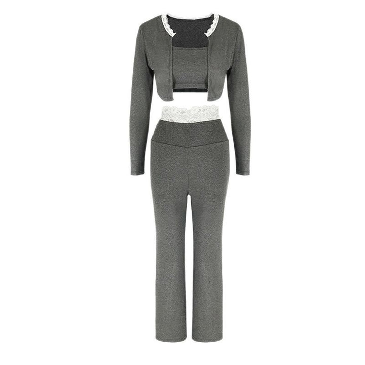 Damen elegantes zwei-teiliges Set mit Spitzenakzenten Drune