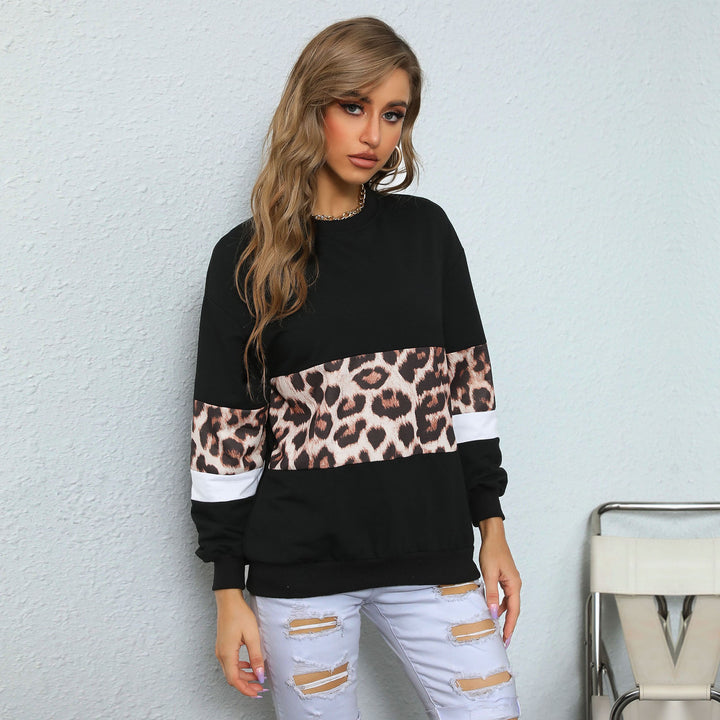 Damen Oversize-Sweatshirt mit Leo-Blockstreifen und geripptem Saum Drune